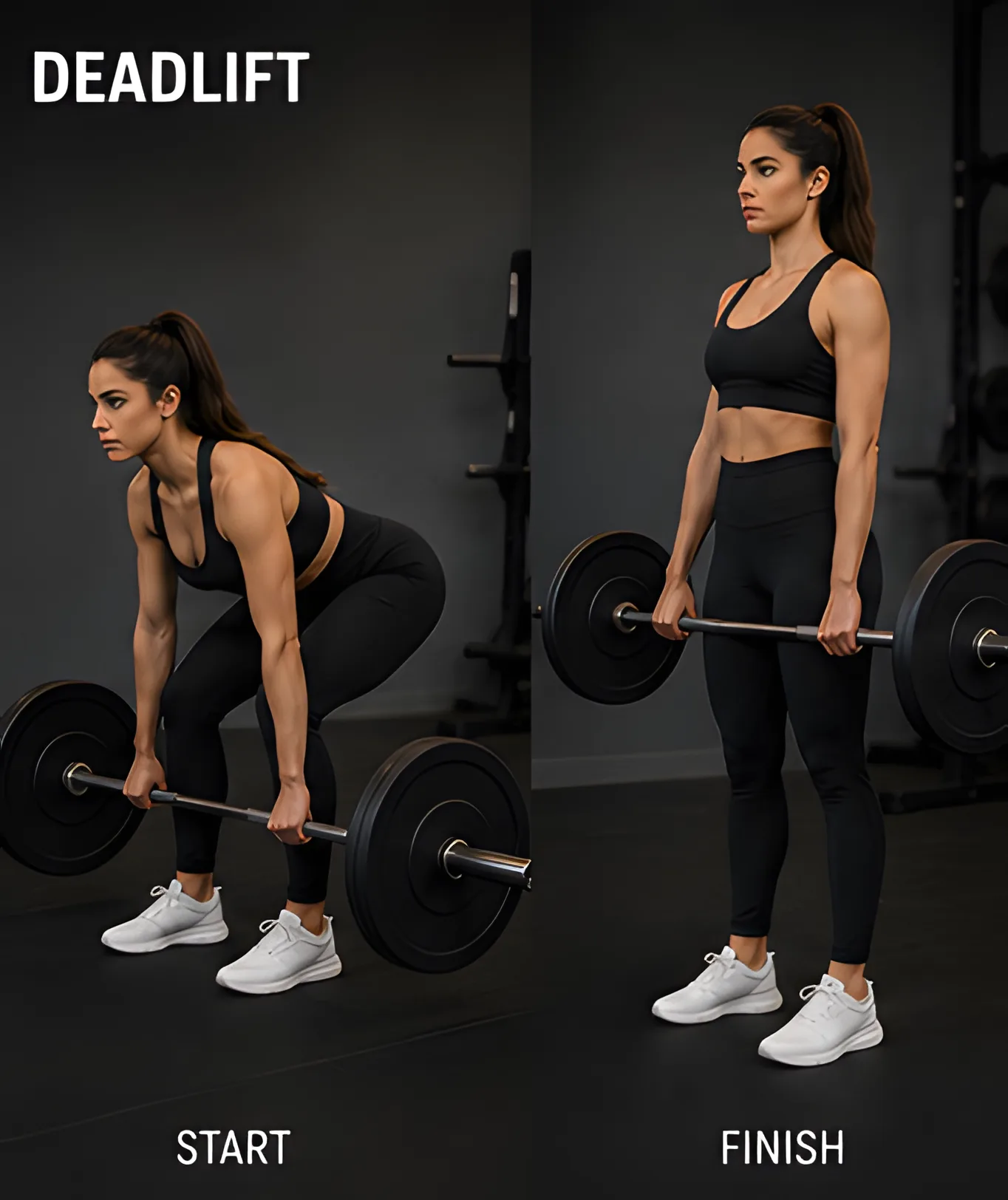 Deadlift demonstration — start and finish positions