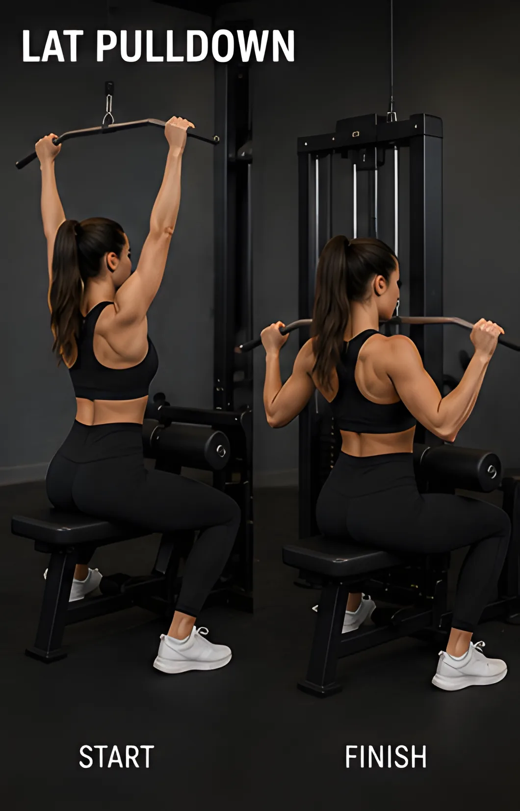 Lat pulldown demonstration — start and finish positions